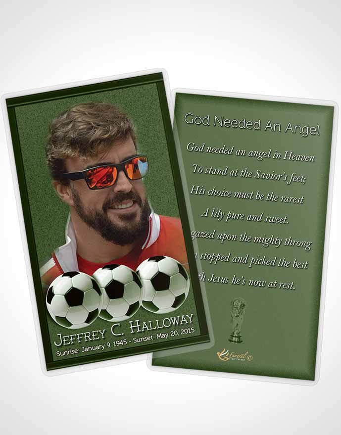 Funeral Prayer Card Template Forest Breeze Soccer Star