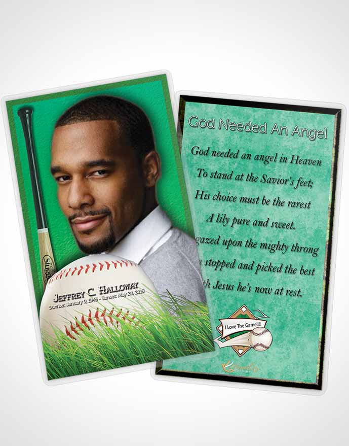 Funeral Prayer Card Template Forest Magic Baseball Star Dark