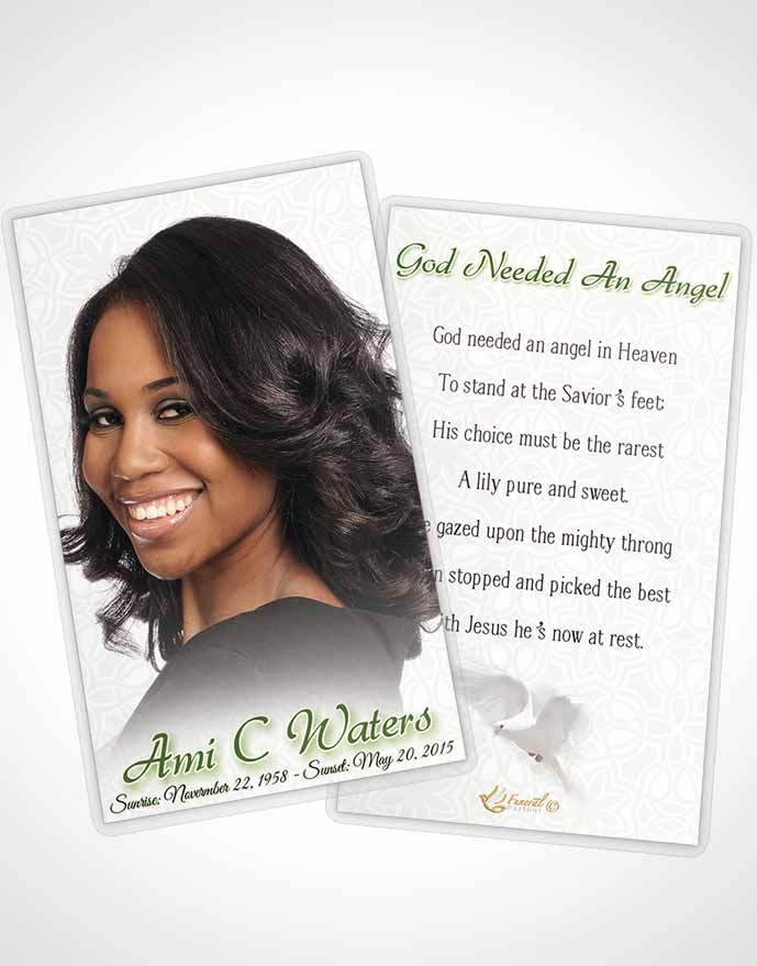 Funeral Prayer Card Template Forest Purity