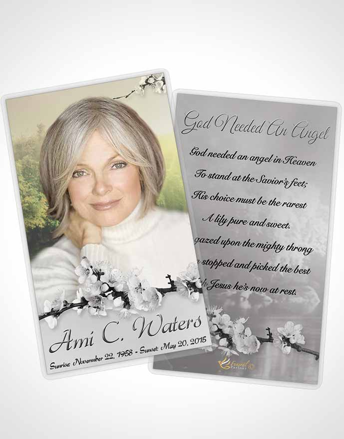 Funeral Prayer Card Template Forest River Black and White