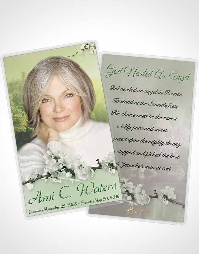 Funeral Prayer Card Template Forest River Emerald Glow