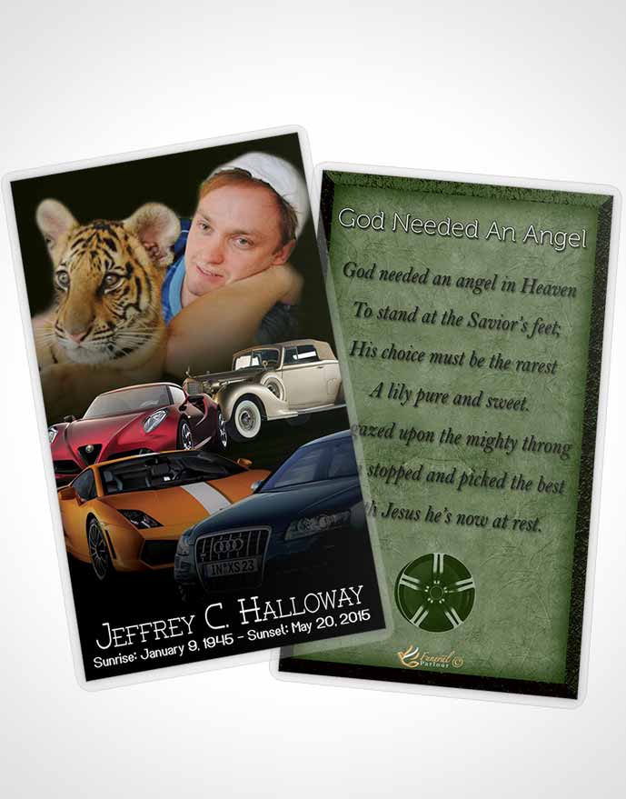 Funeral Prayer Card Template Forest Smile Car Enthusiast