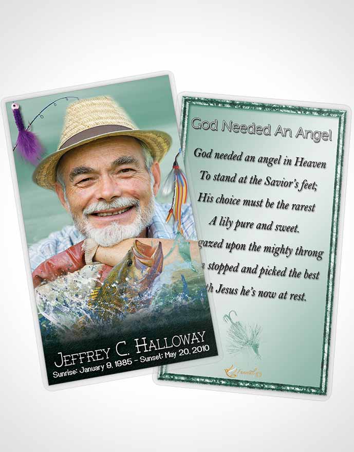 Funeral Prayer Card Template Forest Waters Calm Fisherman