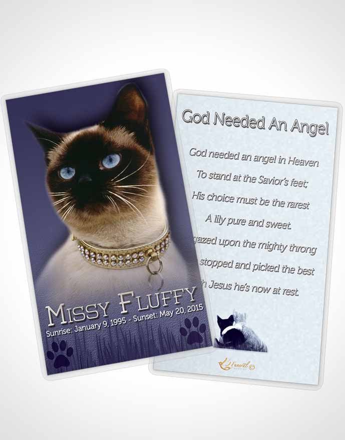 Funeral Thank You Card Template Blue Fluffy Kitty