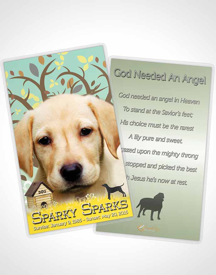 Funeral Thank You Card Template Glowing Doggy Heaven