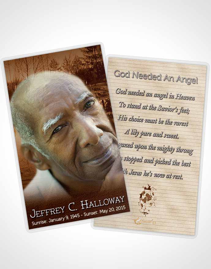Funeral Prayer Card Template Golden Fall Getaway