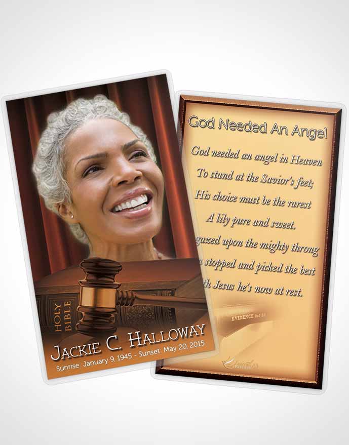 Funeral Prayer Card Template Golden Judge Justice