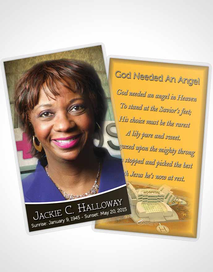 Funeral Prayer Card Template Golden Nurse