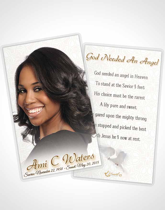 Funeral Prayer Card Template Golden Purity