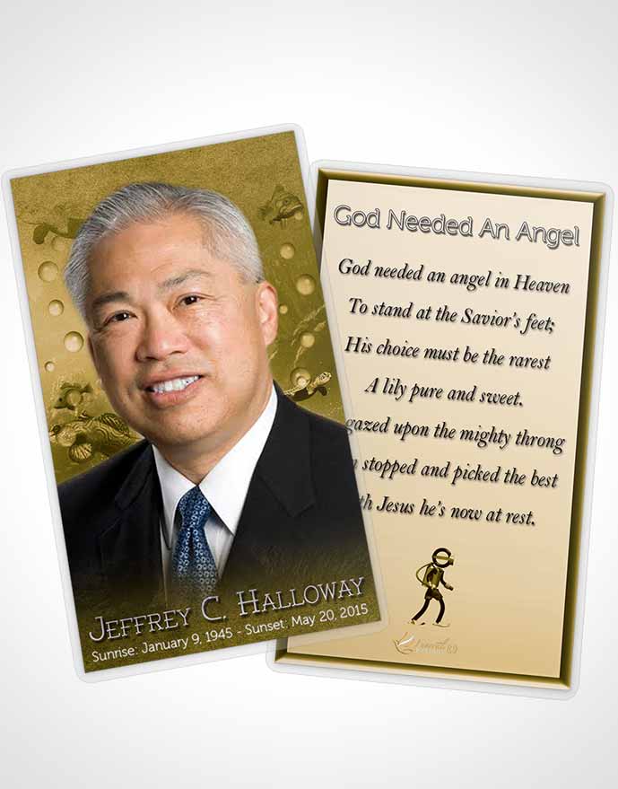 Funeral Prayer Card Template Golden Water Lover