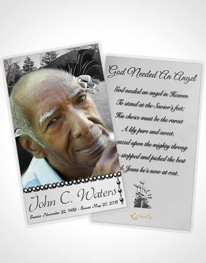 Funeral Prayer Card Template Golfing Day Black and White