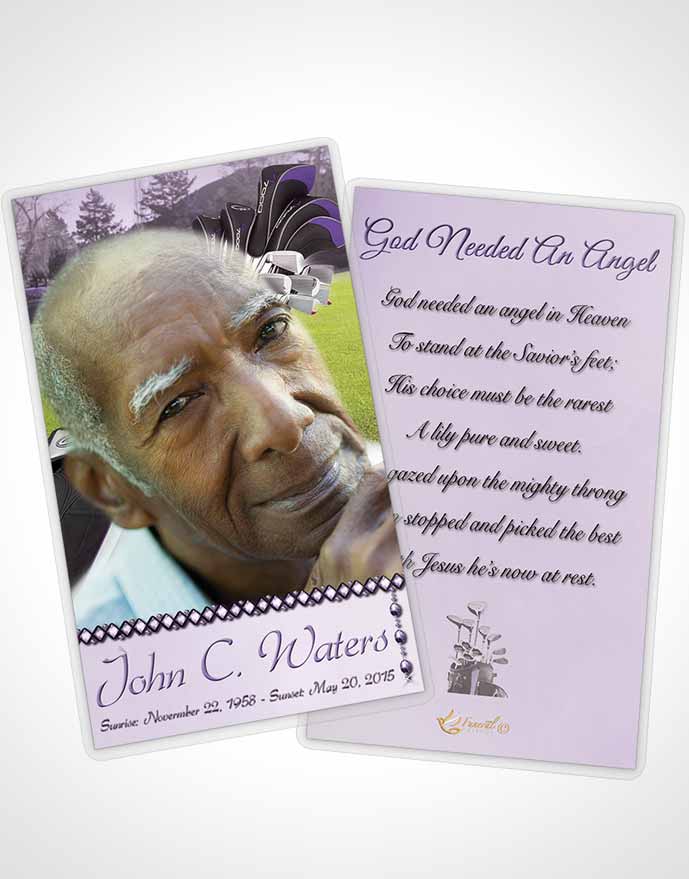 Funeral Prayer Card Template Golfing Day Lavender Honor