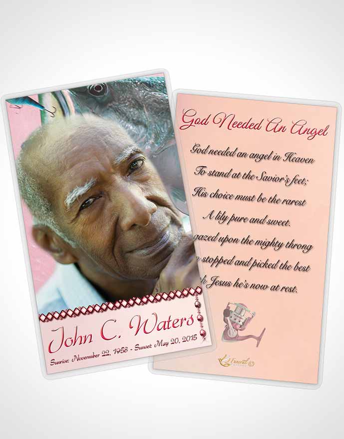 Funeral Prayer Card Template Gone Fishing Ruby Dreams