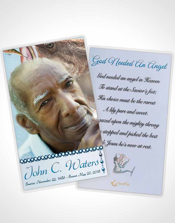 Funeral Prayer Card Template Gone Fishing Turquoise Waters