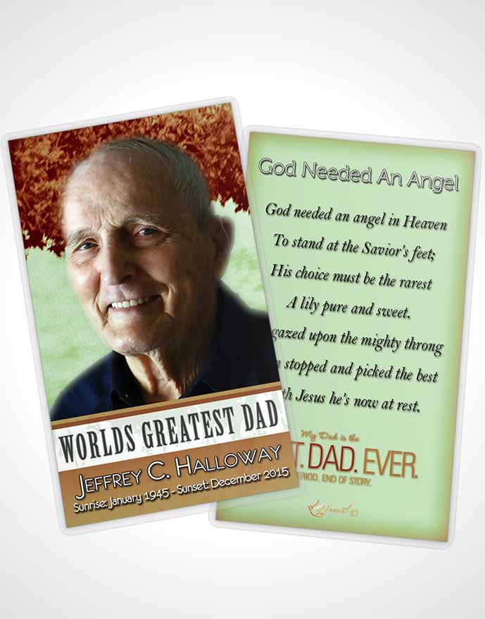 Funeral Prayer Card Template Greatest Dad Emerald Bliss