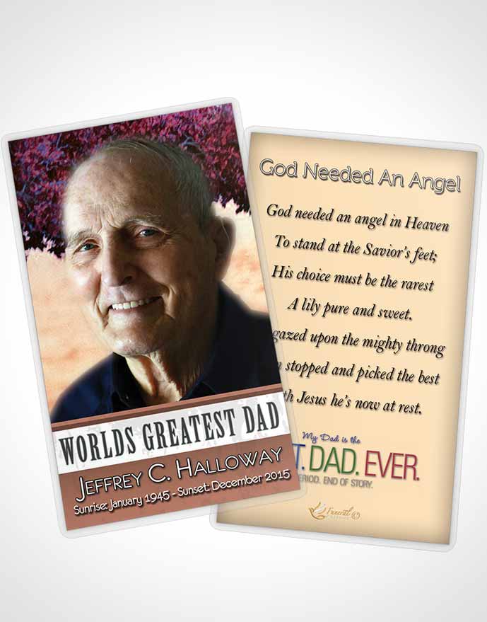 Funeral Prayer Card Template Greatest Dad Summer Sunset
