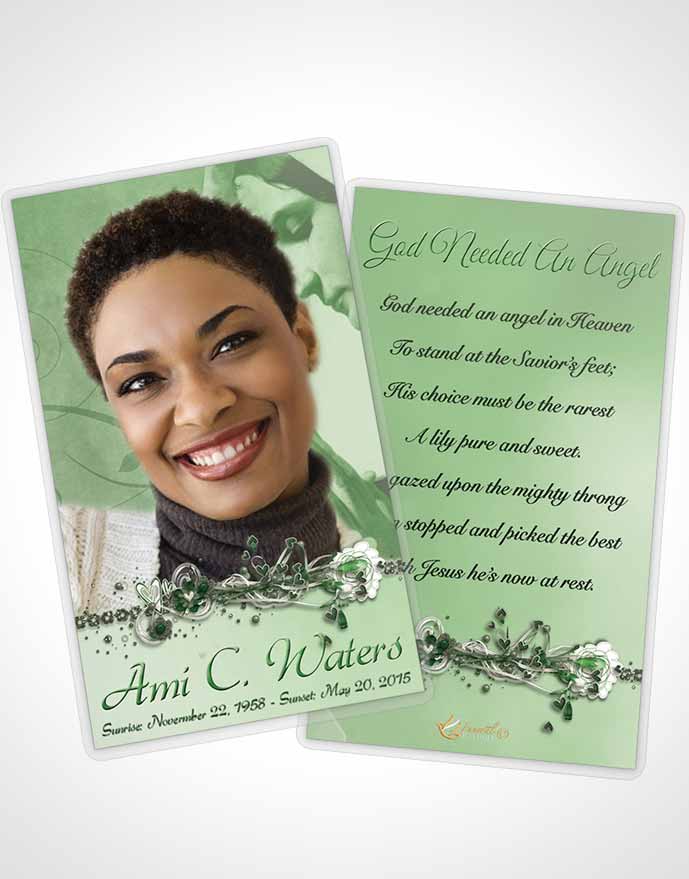 Funeral Prayer Card Template Hail Mary Emerald Glow