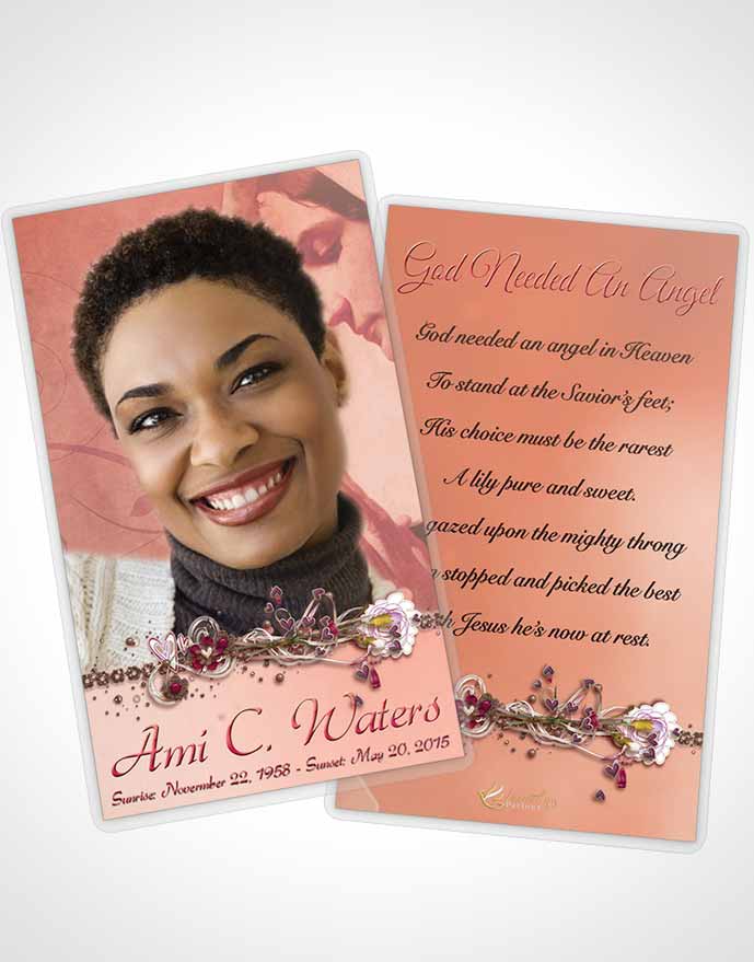 Funeral Prayer Card Template Hail Mary Ruby Sunset