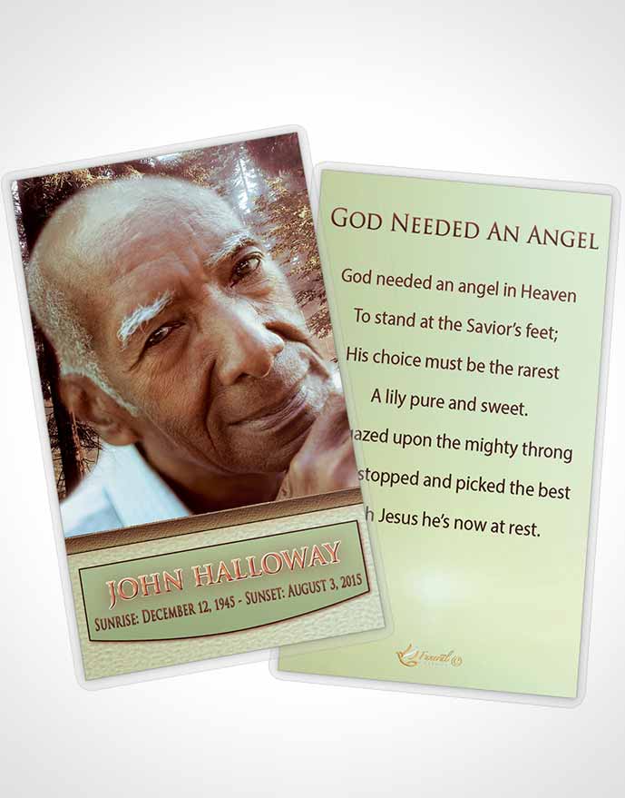 Funeral Prayer Card Template Harmony Forest Laughter