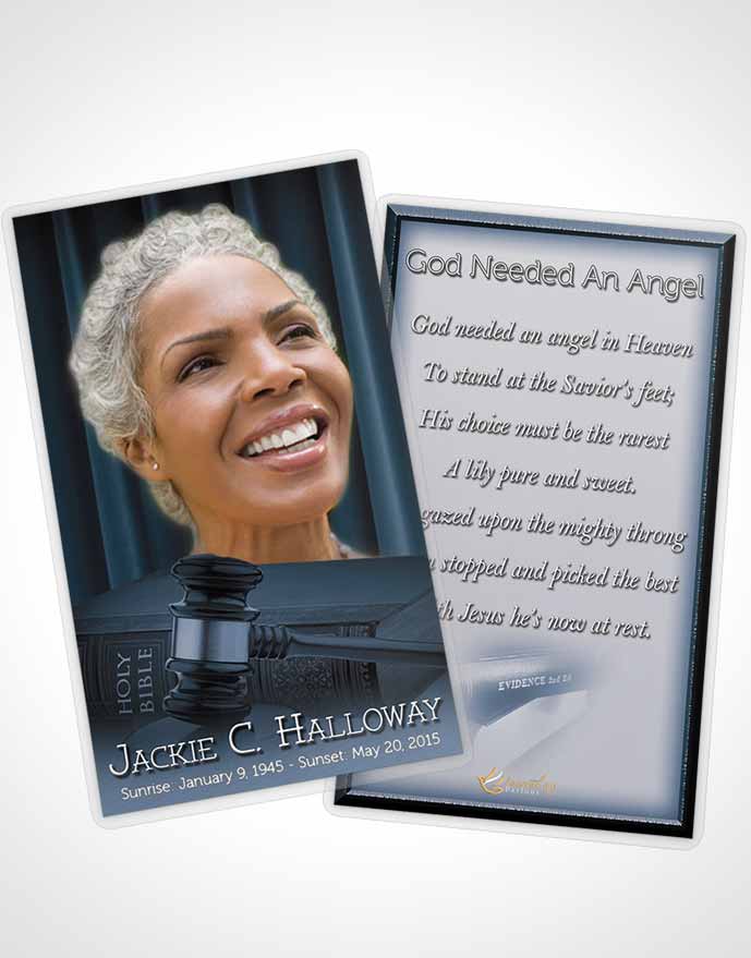 Funeral Prayer Card Template Heavenly Blue Judge Justice