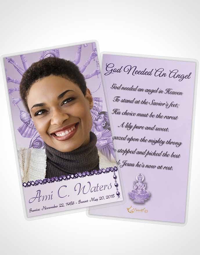 Funeral Prayer Card Template Hindu Breeze Lavender Honor