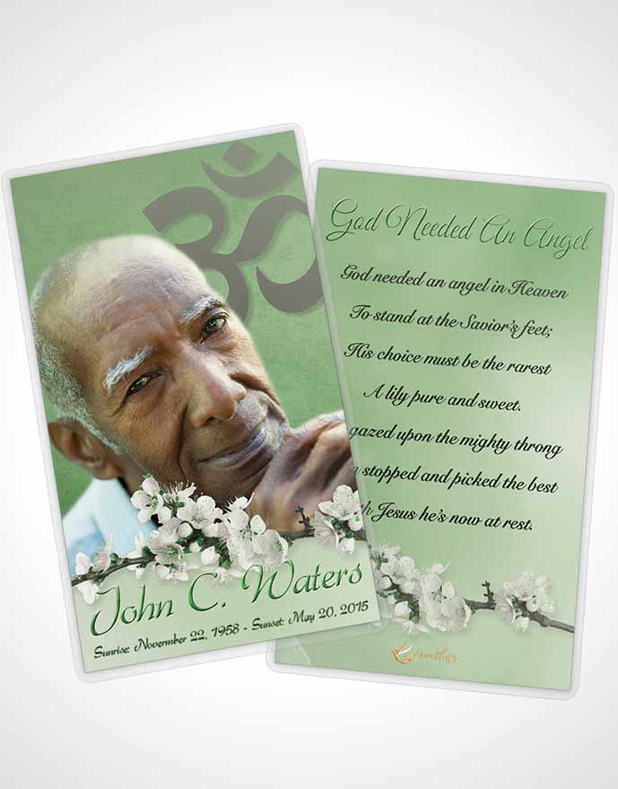 Funeral Prayer Card Template Hindu Love Emerald Glow