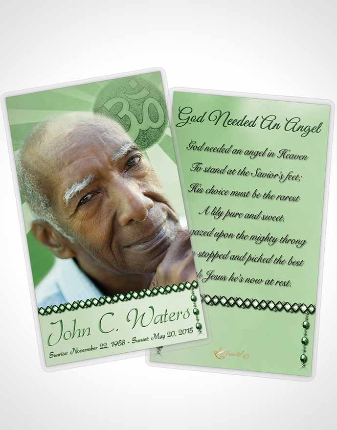 Funeral Prayer Card Template Hinduism Faith Emerald Glow