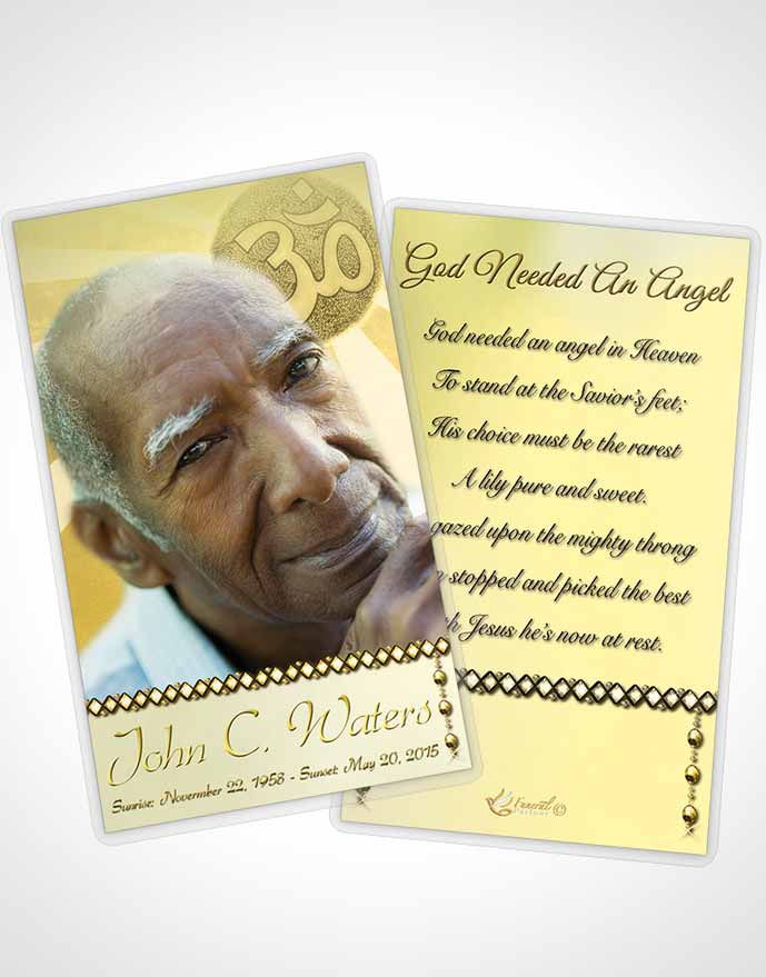 Funeral Prayer Card Template Hinduism Faith Golden Love