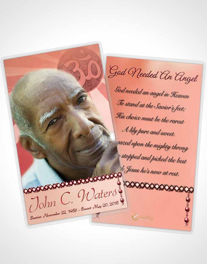 Funeral Prayer Card Template Hinduism Faith Ruby Sunset
