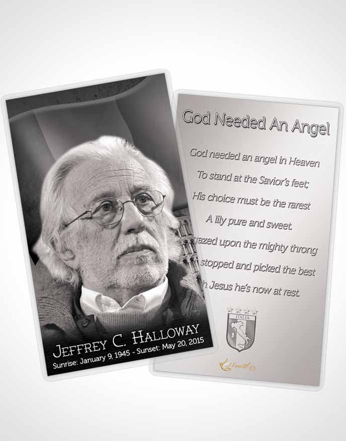 Funeral Prayer Card Template Italian Black and White Beauty