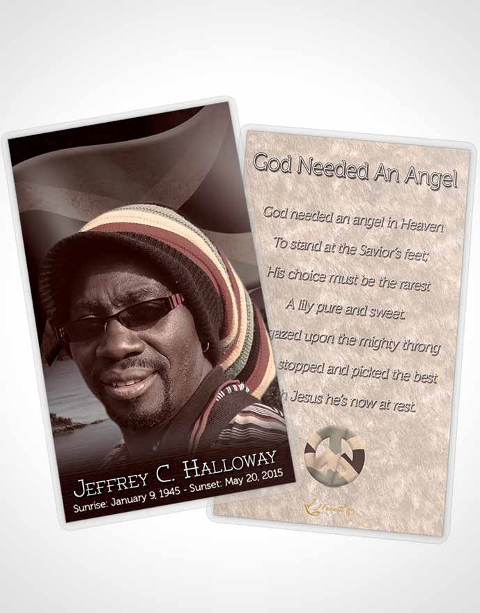 Funeral Prayer Card Template Jamaican Burgundy Beauty