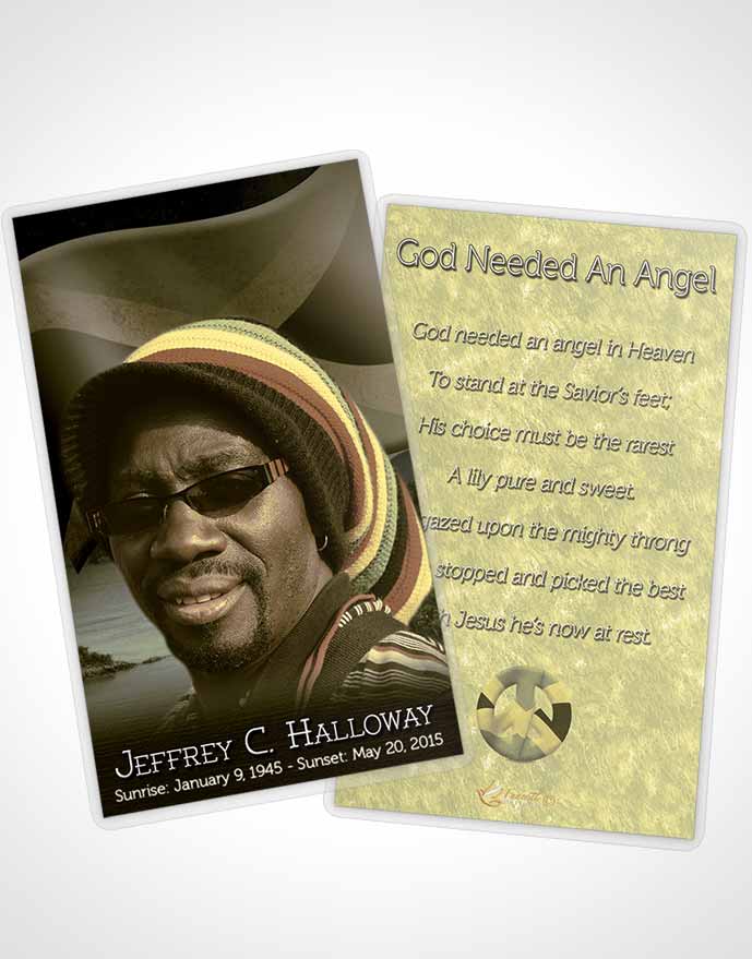 Funeral Prayer Card Template Jamaican Golden Beauty