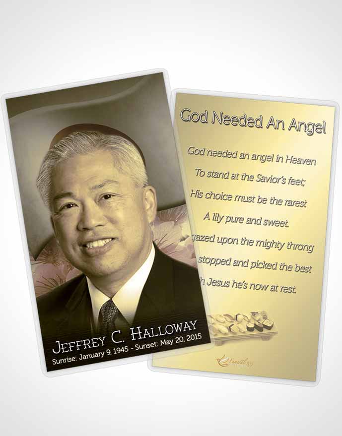 Funeral Prayer Card Template Japanese Golden Blossoms