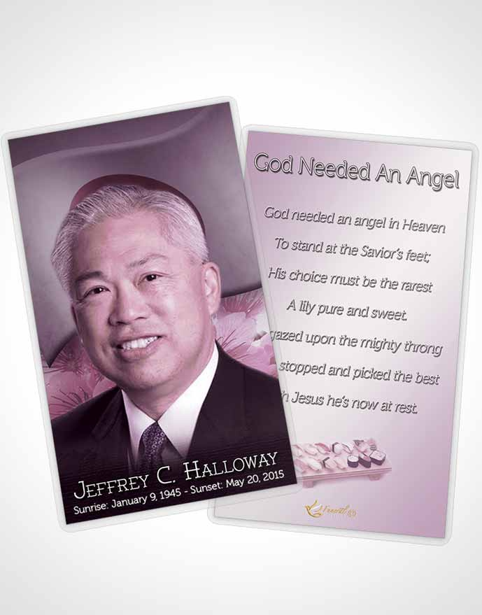 Funeral Prayer Card Template Japanese Lavender Blossoms