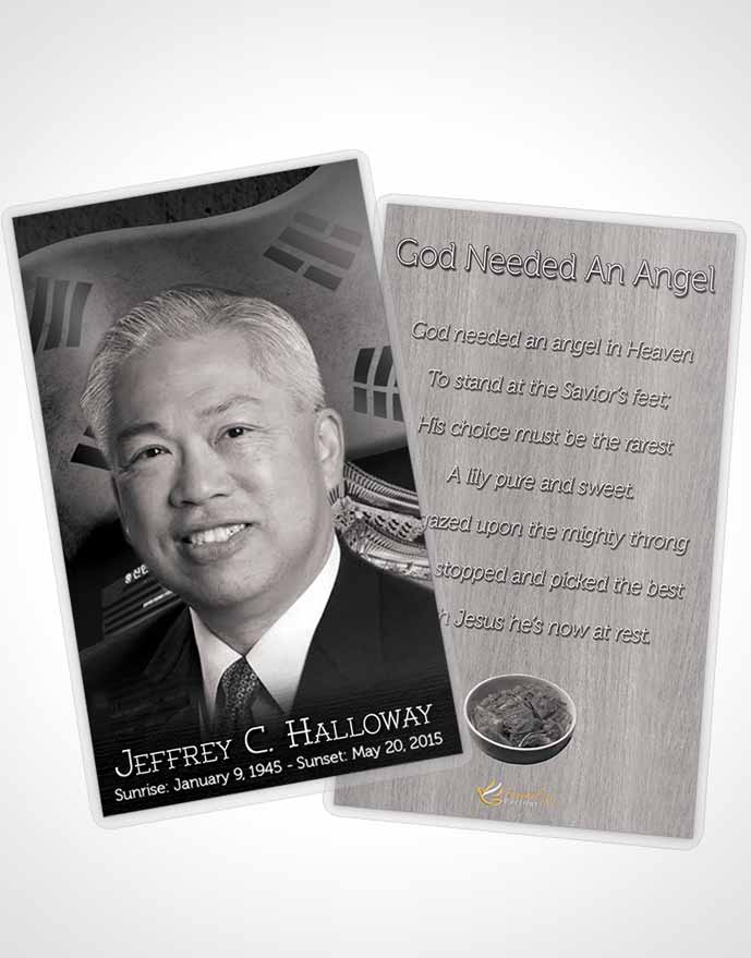 Funeral Prayer Card Template Korean Black and White City