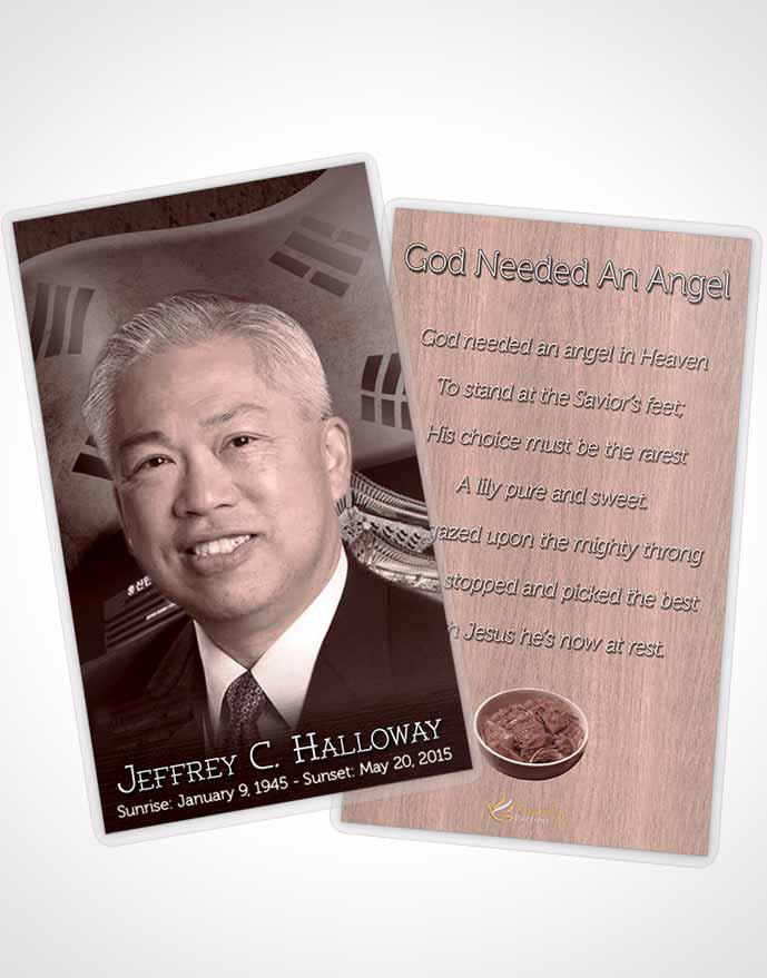 Funeral Prayer Card Template Korean Burgundy City