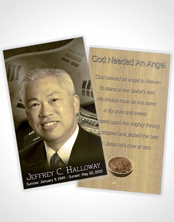 Funeral Prayer Card Template Korean Golden City