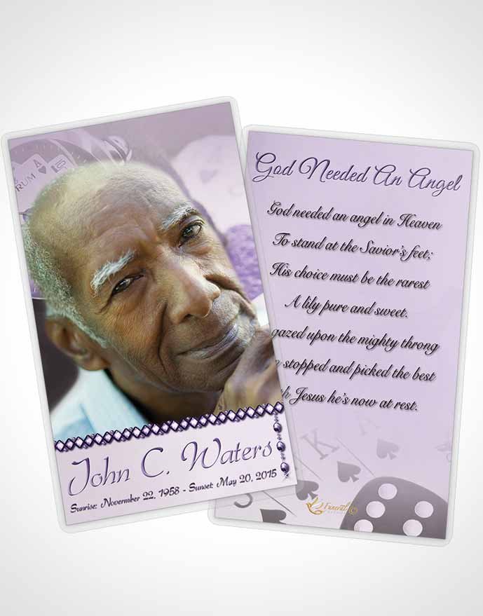 Funeral Prayer Card Template Lavender Aces