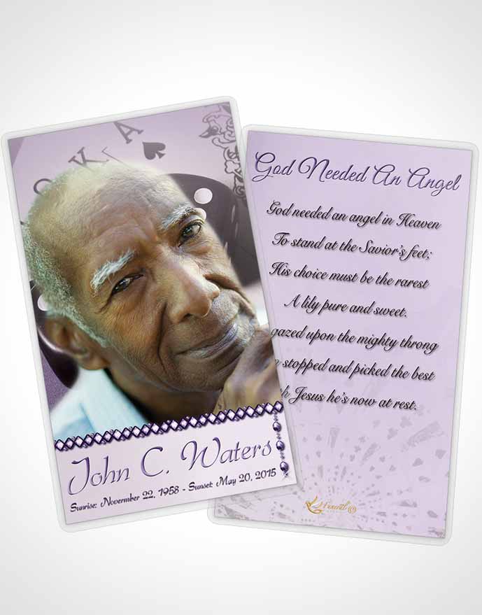Funeral Prayer Card Template Lavender Double Down