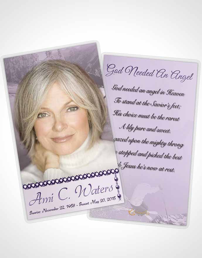 Funeral Prayer Card Template Lavender Downhill Skiing