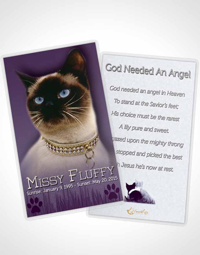 Funeral Thank You Card Template Lavender Fluffy Kitty