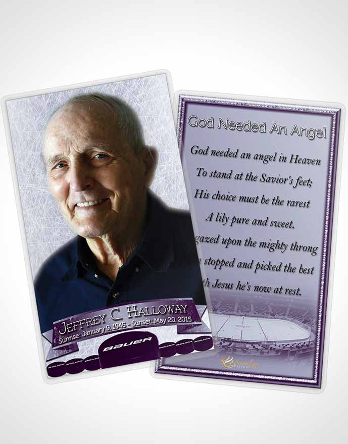 Funeral Prayer Card Template Lavender Hockey Star