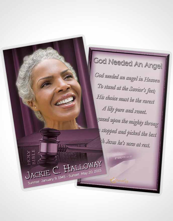 Funeral Prayer Card Template Lavender Judge Justice