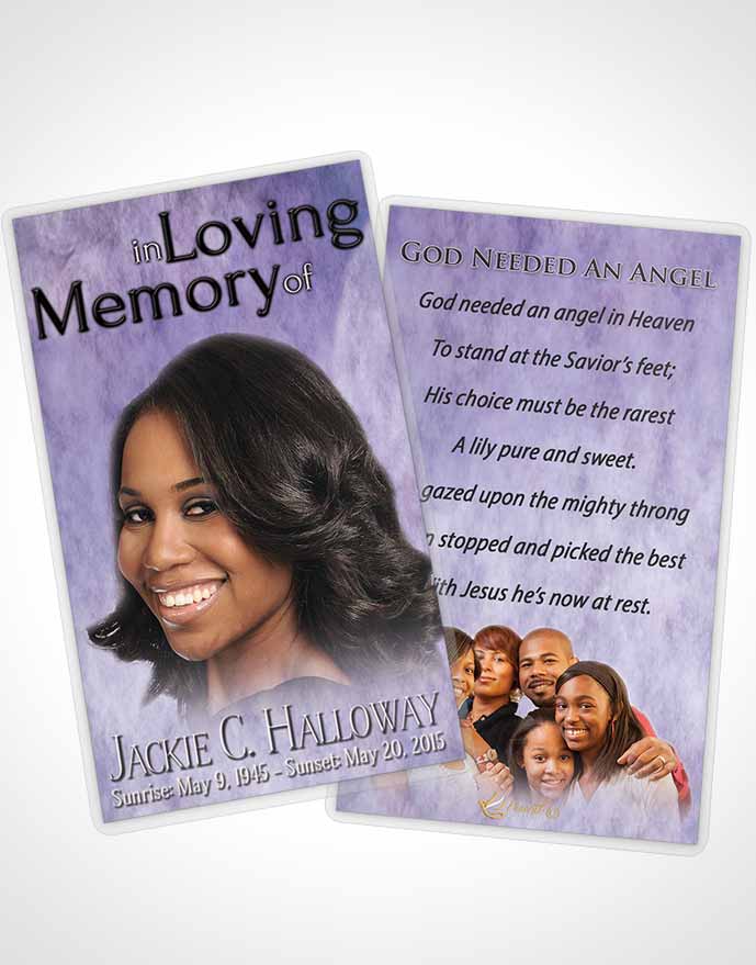 Funeral Prayer Card Template Lavender Kisses Harmonics