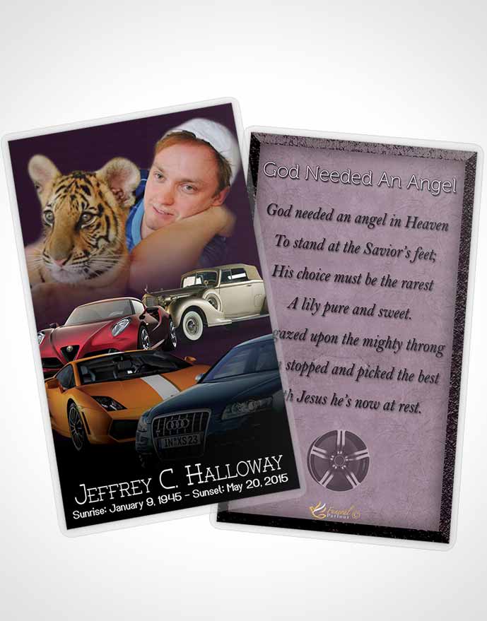 Funeral Prayer Card Template Lavender Love Car Enthusiast