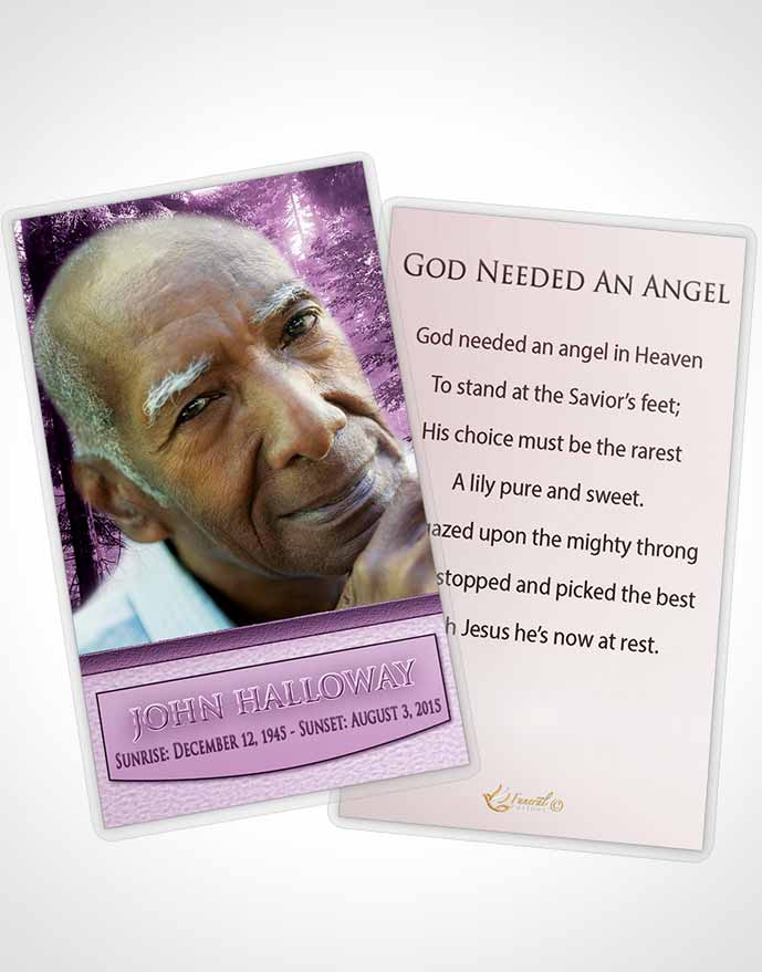 Funeral Prayer Card Template Lavender Love Forest Laughter