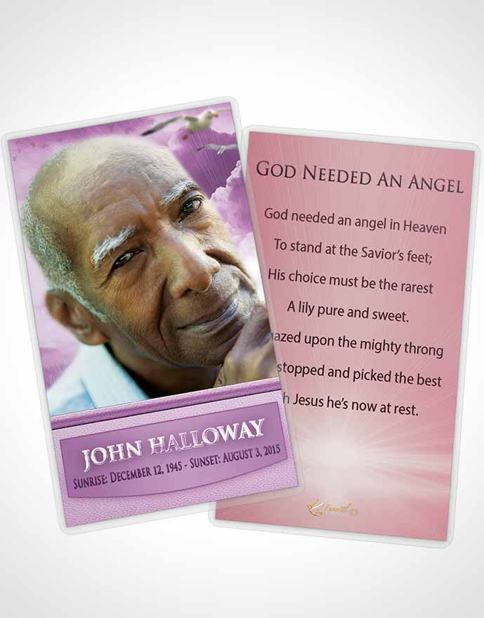Funeral Prayer Card Template Lavender Love Sparkling Sky