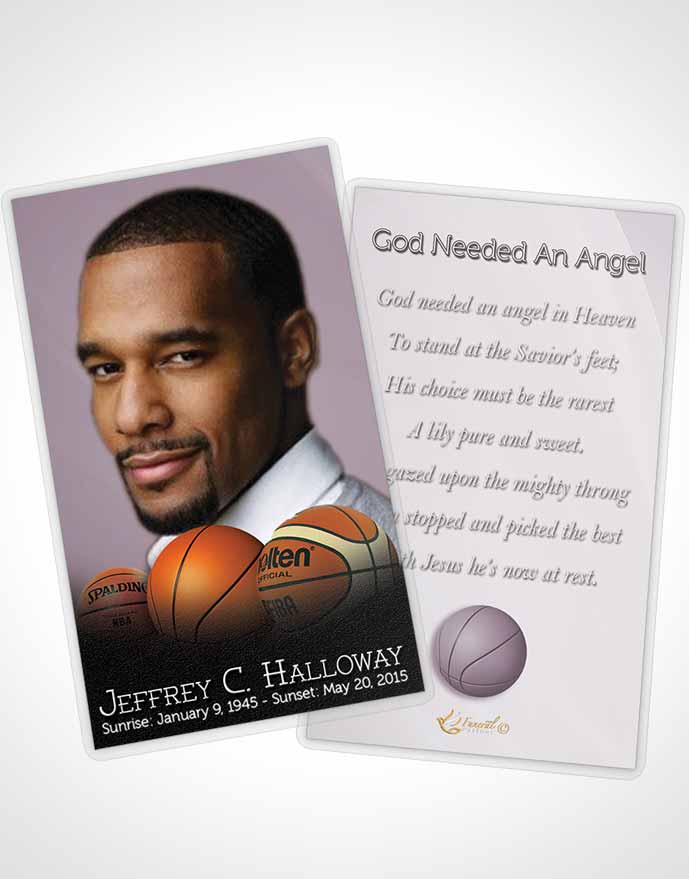Funeral Prayer Card Template Lavender Mist Basketball Lover Light