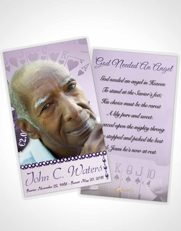 Funeral Prayer Card Template Lavender Royal Flush