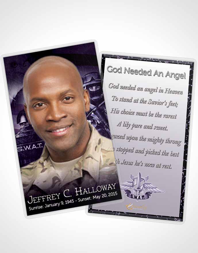 Funeral Prayer Card Template Lavender SWAT Enforcement
